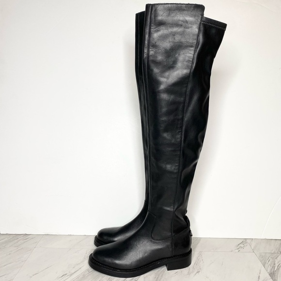 Sam Edelman Narisa Black Leather Over The Knee Boot 7M - Picture 1 of 16